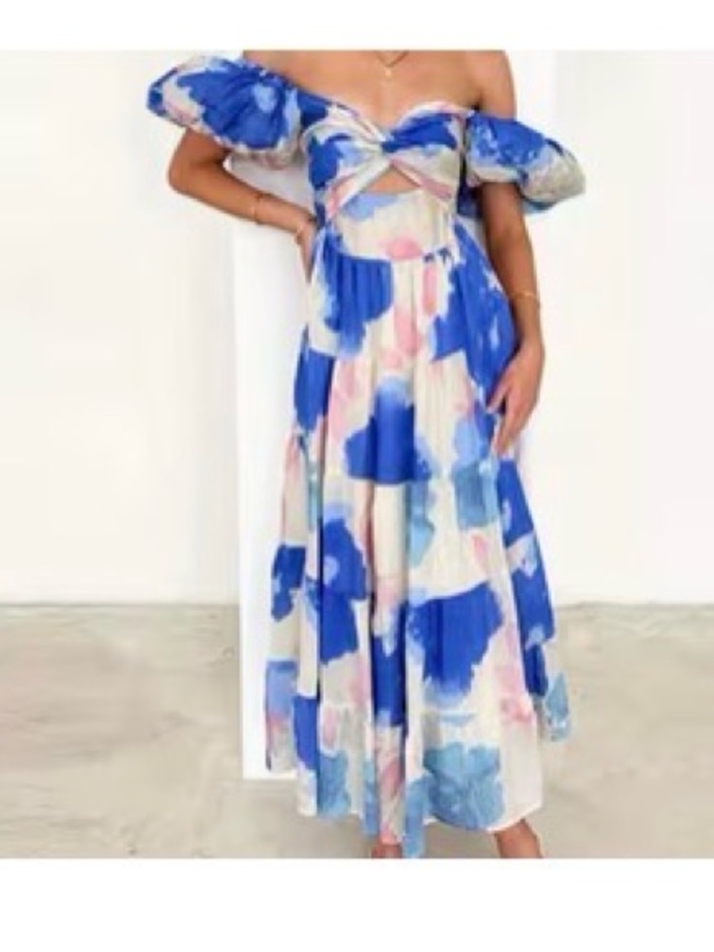 Blue & Pink Floral Maxi Dress